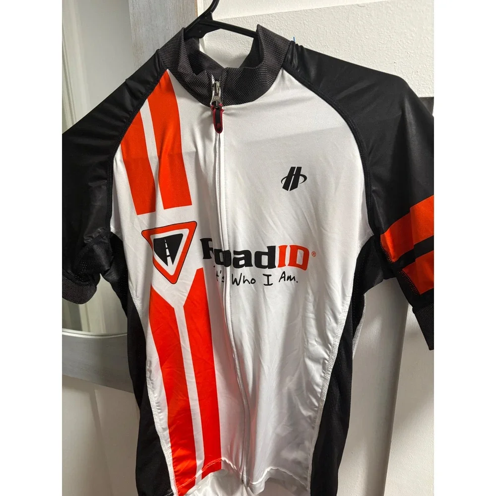 Hincapie‎ Sportswear Road ID Cycling Jersey Womens Medium White Orange Black Zip